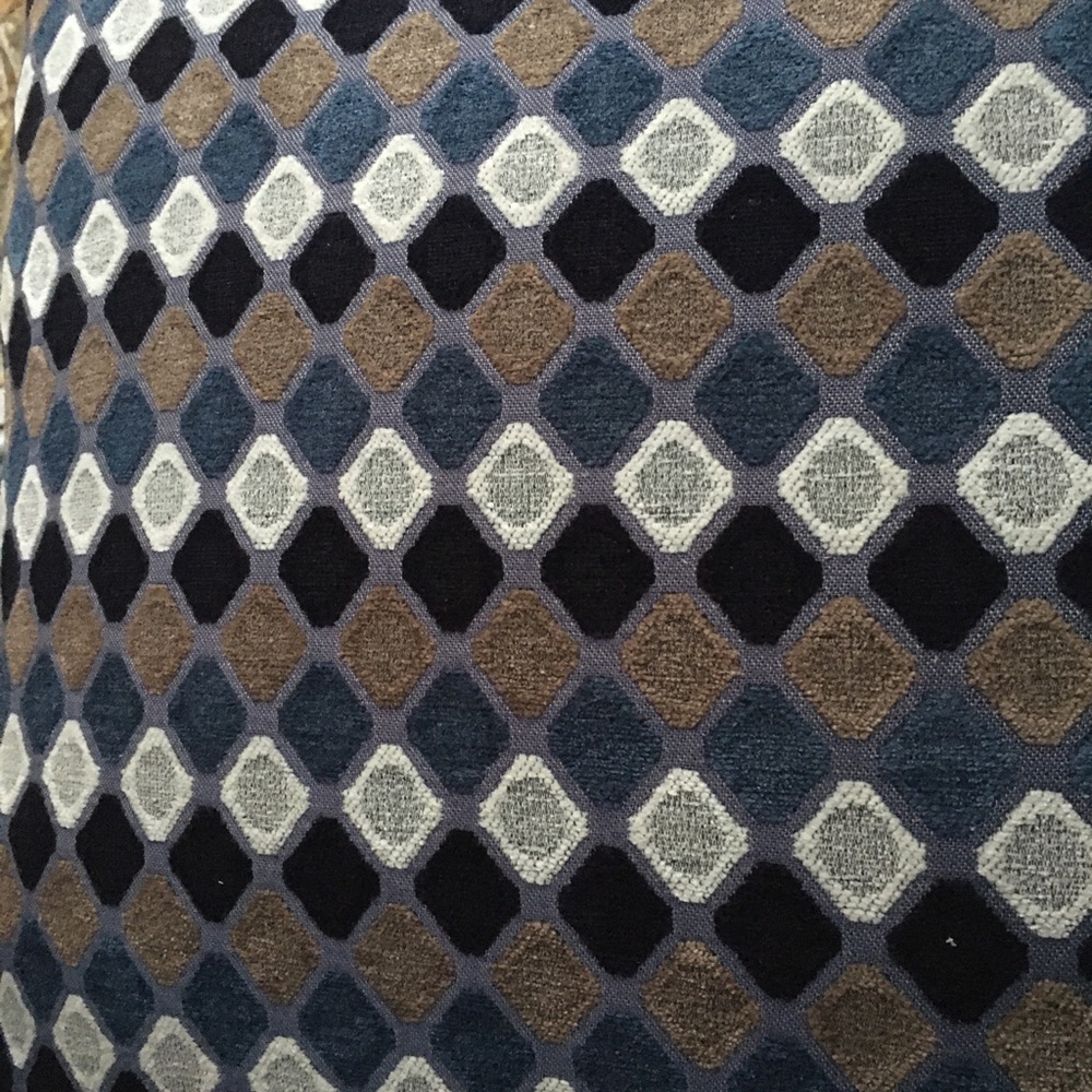 Brown blue white navy accent pillow